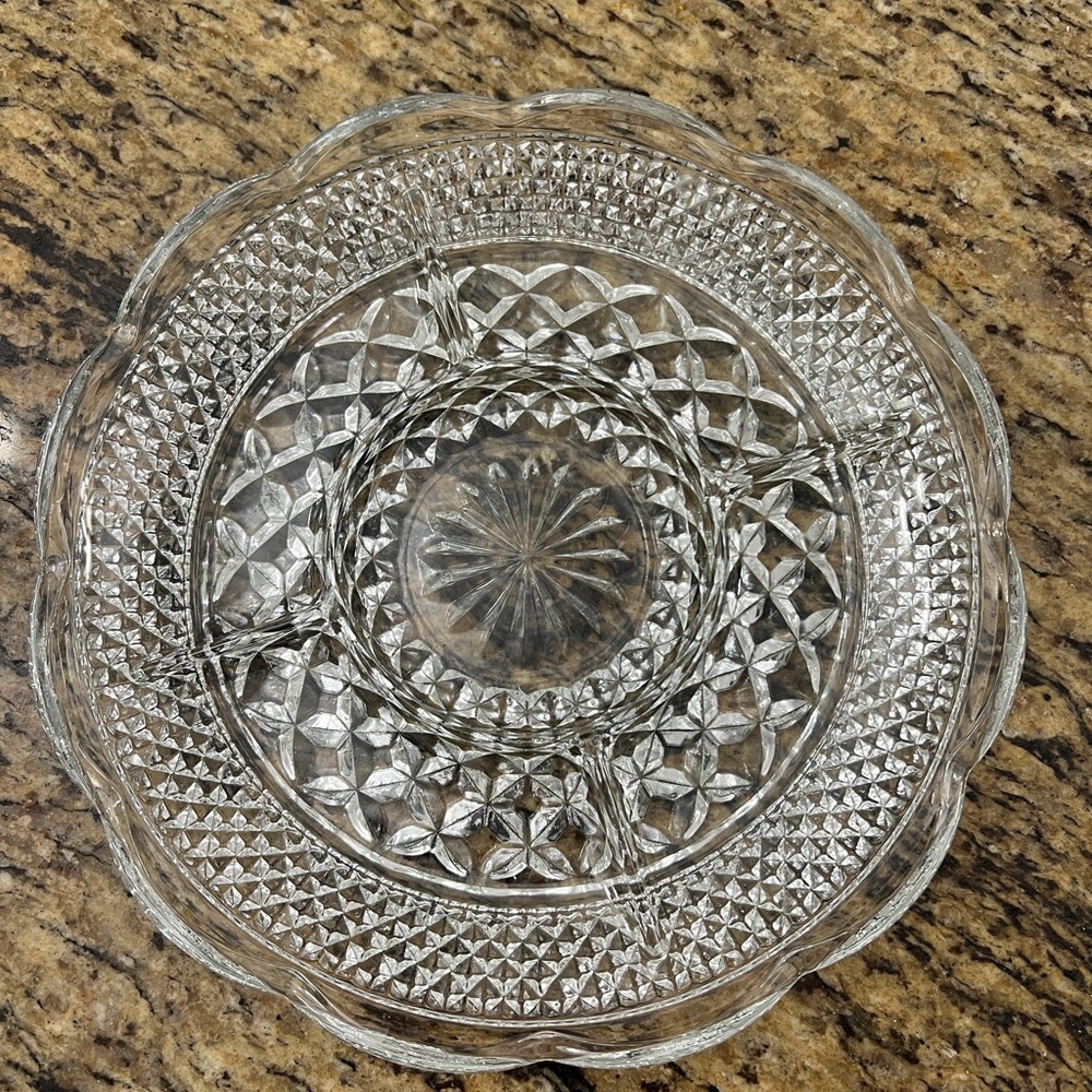Vintage Anchor Hocking Glass Relish Tray, still in box